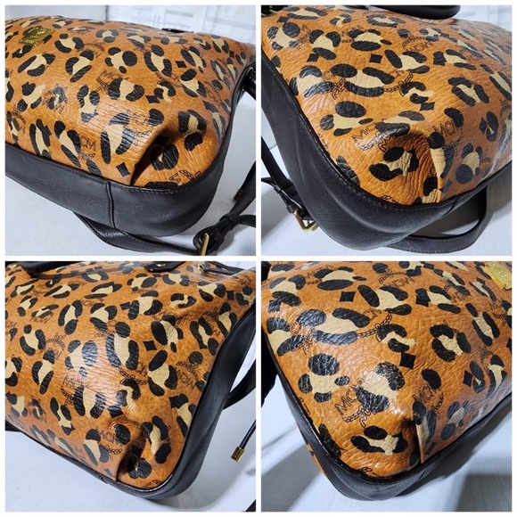 Authentic MCM Leopard Print Large Drawstring Shoulder Bag Brown/Beige - Picture 10 of 13